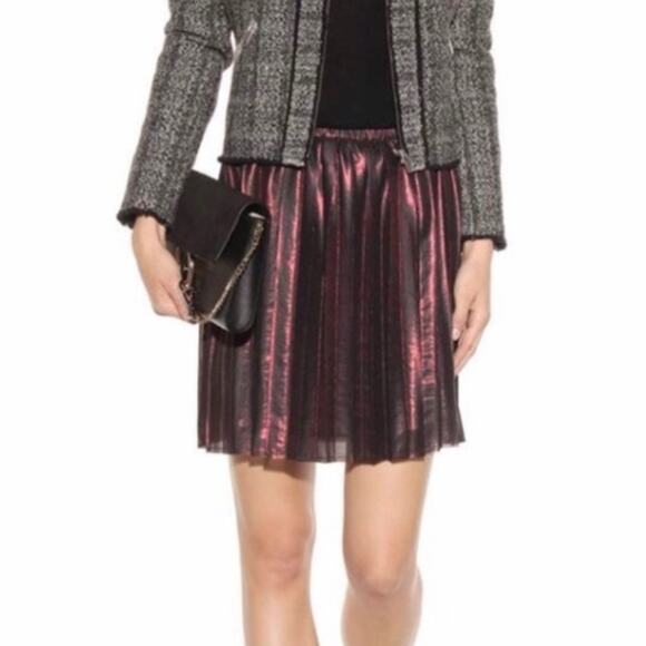 Isabel Marant NWT Circle Skirt Pleated Metallic Red Copper Mini Copper Runway - Picture 1 of 11